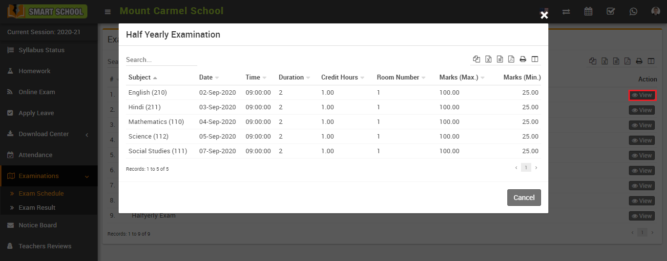 View student exam detail