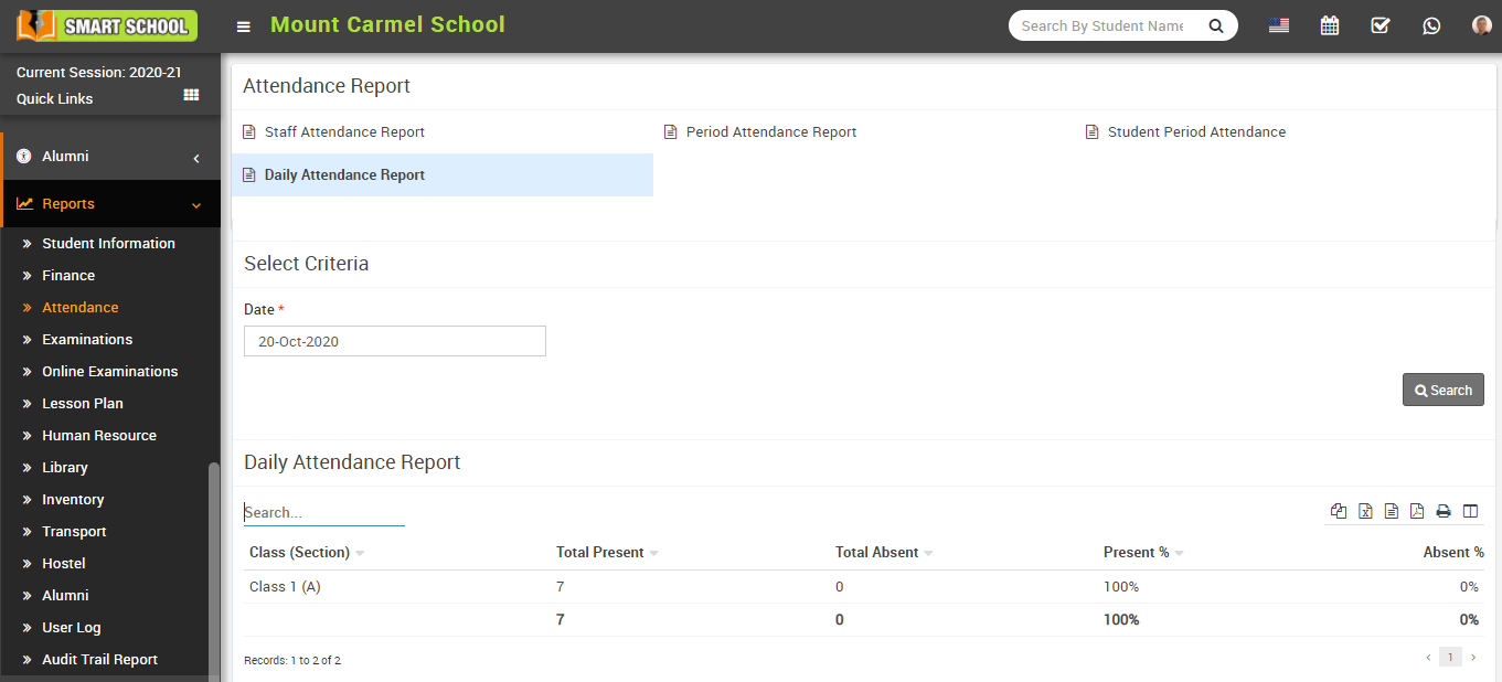 Daily(period wise) attendance report image