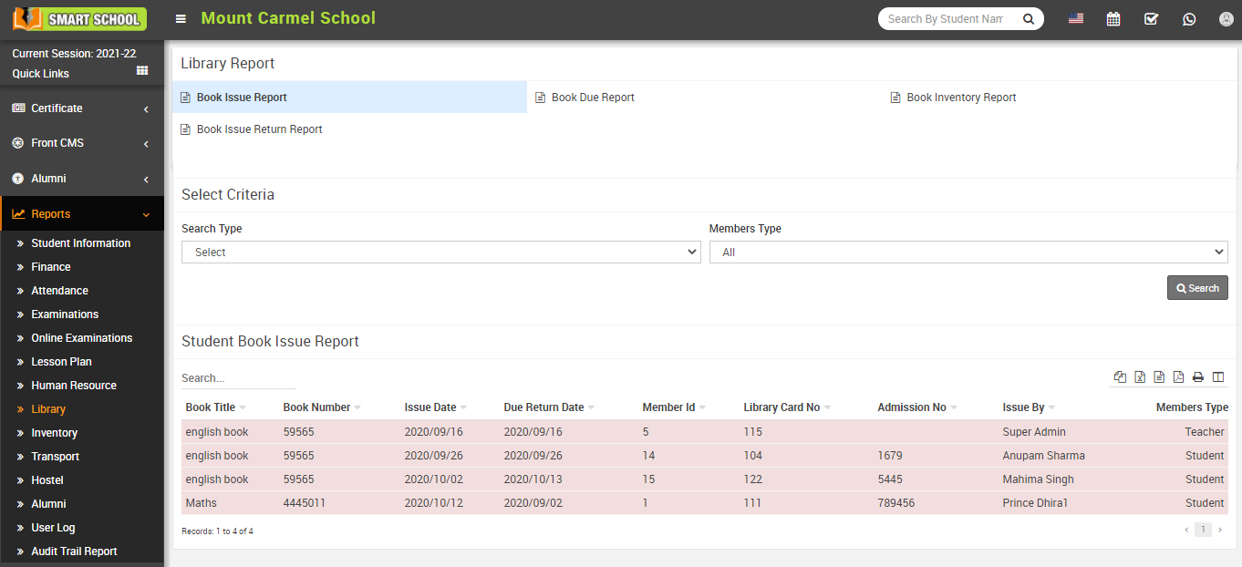 Book issue report image
