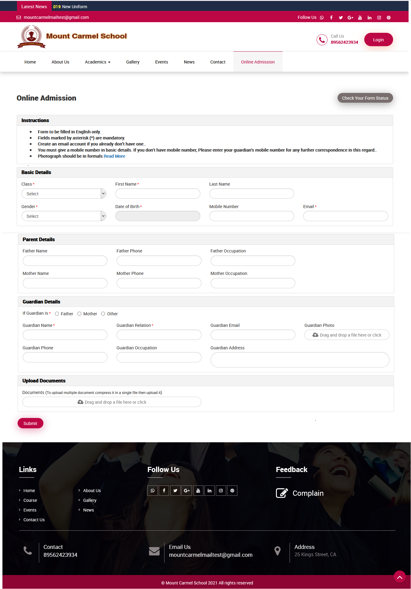 about online admission