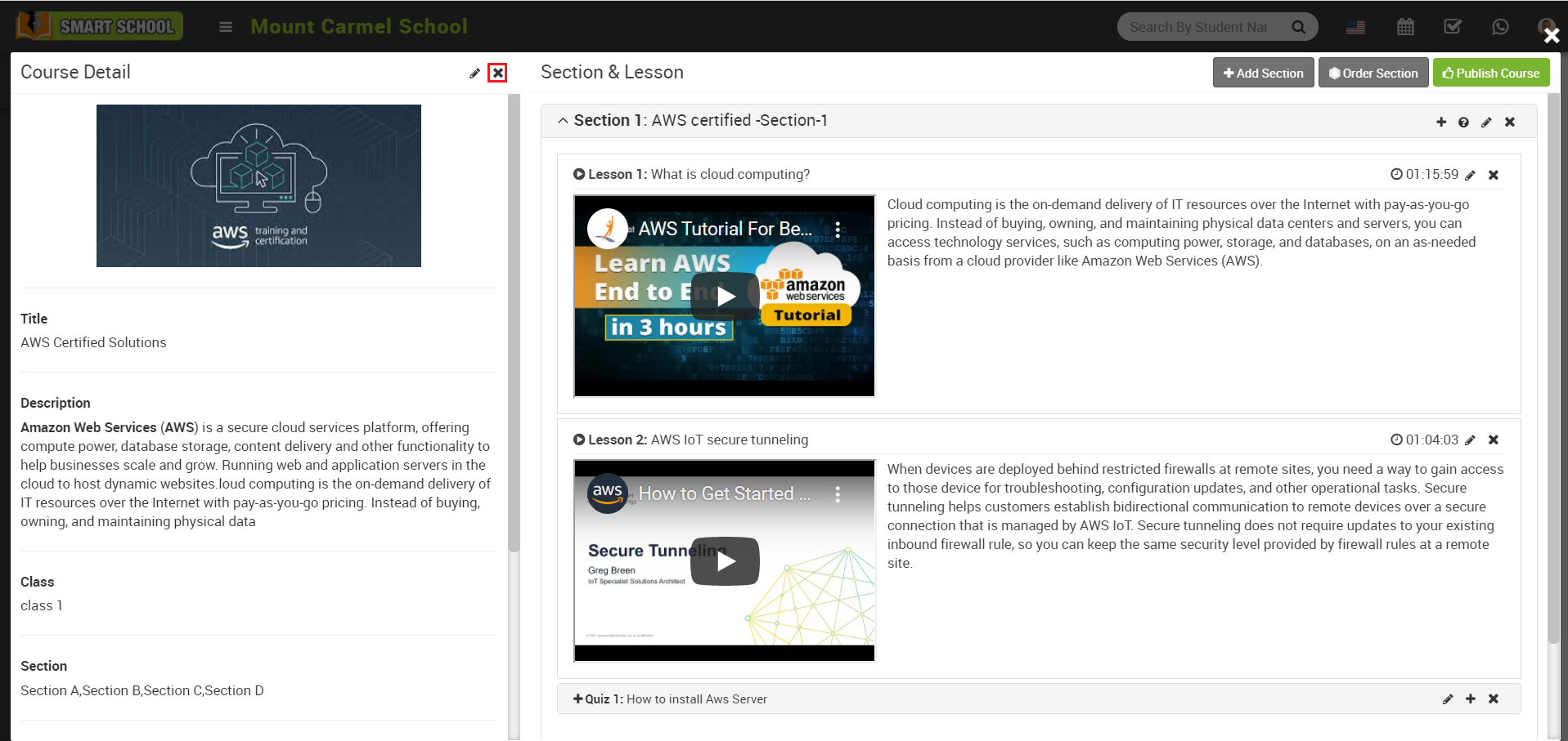 online course delete course image