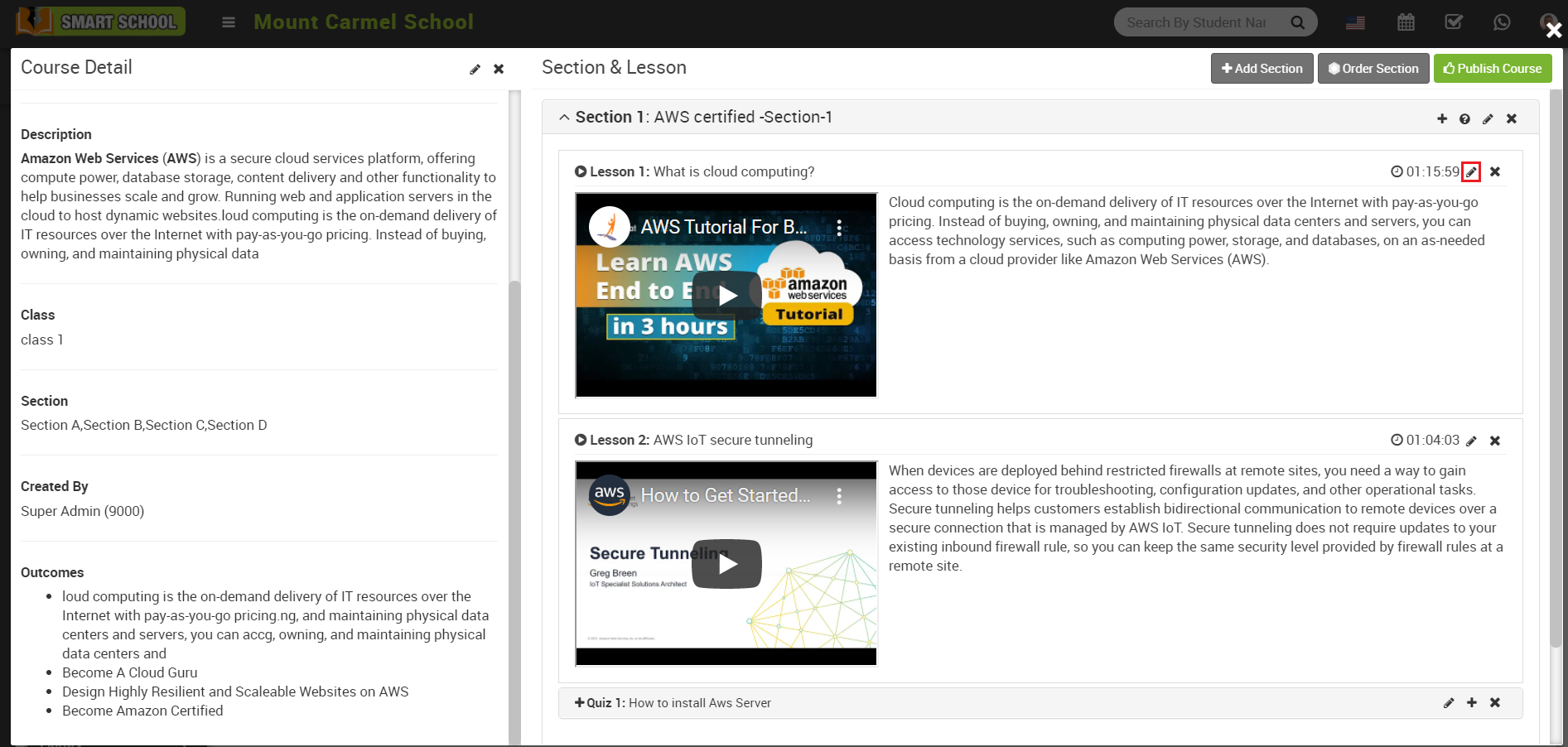 online course edit lesson