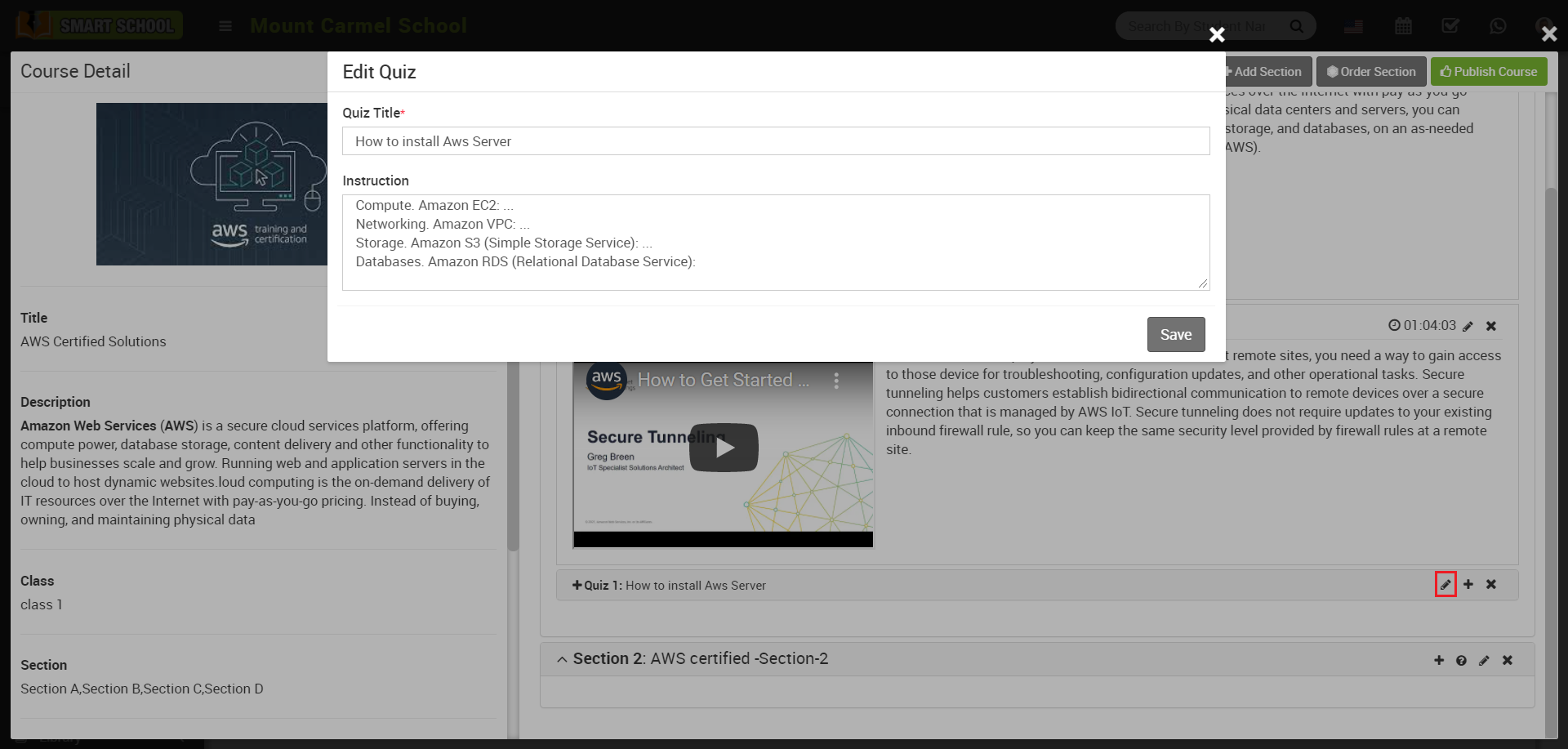 online course edit quiz image