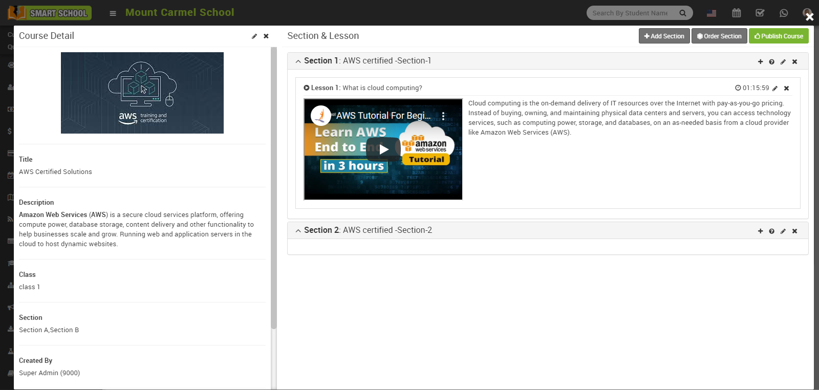 view added lesson list