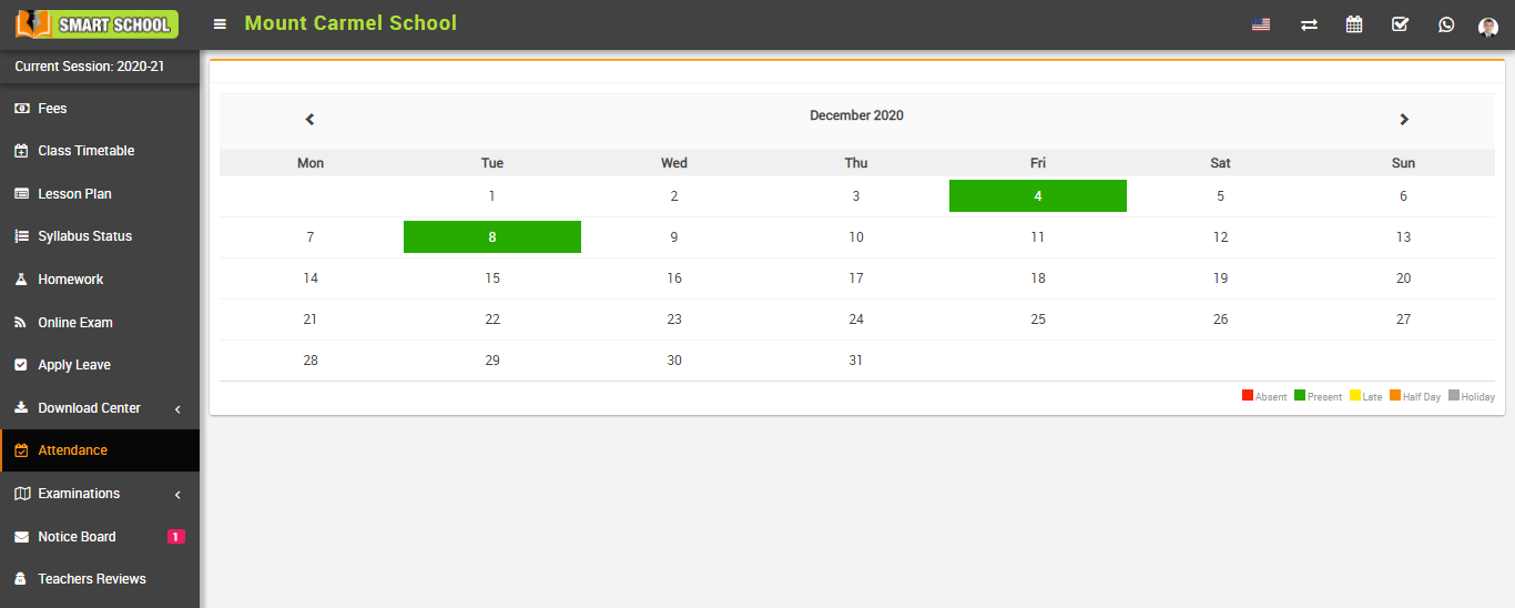 student day wise attendance image