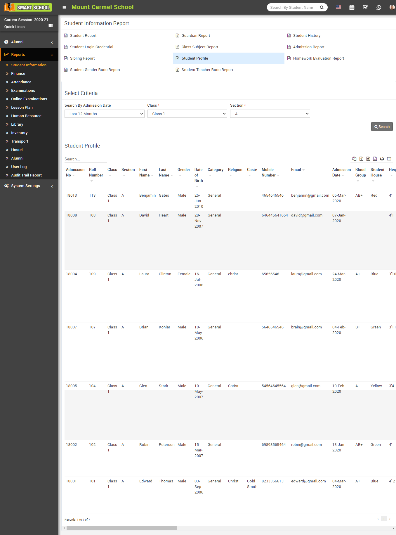 Student profile report image